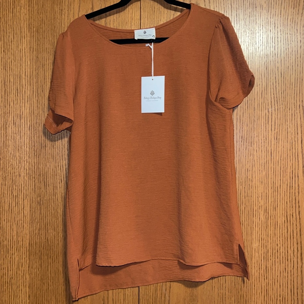 Rust colored Blouse w cap sleeve